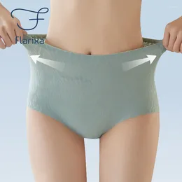 Women's Panties Flarixa Seamless Women High Waist Tummy Control Hip Lift Underpants Ultra-thin Ice Silk Breathable Panty Ladies Briefs