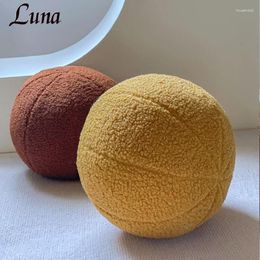 Pillow Ball Shaped Solid Colour Stuffed Soft For Sofa Ins Style Plush Nordic Round Throw Pillows Couch Home Decor