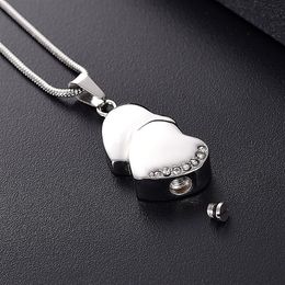 LKJ12447 Silver Tone Heart Cremation Pendant Men Women Ashes Holder Memorial Urn Necklace with Funnel & Gift Box230t