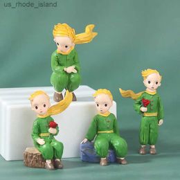 Action Toy Figures Lovely The Little Prince Rose Action Figure Fox Resin Figurine Collection Model Doll for Girl Boy Gift Home Desktop Decoration