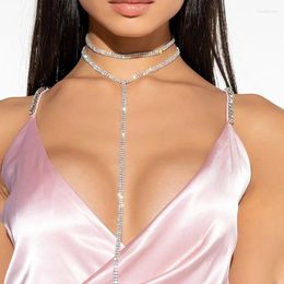 Chains Stonefans Boho One Piece Double Row Necklace Rhinestone Aesthetic Choker 2024 Jewelry Luxury Necklaces Trending Fashion Gift