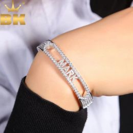 Bracelets TBTK Customize Name Letter 26 Initial Bracelet Pave Bling Cubic Zirconia DIY Moving Letter Bangle Hiphop Jewelry For Gift