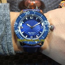 MM Factory New FIFTY FATHOMS 5015D-1140-52B Blue Geneva Dial Japan Miyota Automatic Mens Watch Silvery Case Nylon Fibre Leather Ba240J