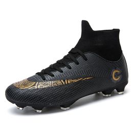 Men Hightop Soccer Shoes FGTF Football Boots Long Spike Footable High Ankle Cleats Grass Sneaker Size 3645 240130