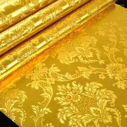 Wallpapers 3D Stereoscopic Relief Gold Foil Wallpaper For Living Room Bedroom Ceiling Luxury Glitter Damascus Striped