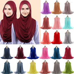 Ethnic Clothing Bubble Pearl Chiffon Fashion Women Muslim Long Maxi Scarf Shawls Instant Islam Turban Scarves Pashmina Headscarf Stoles 75