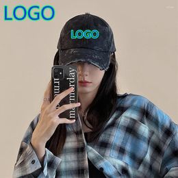 Ball Caps Custom Logo Unisex Washed Distressed Hole Baseball Cap Hip Hop Men Adjustable Snapback Trucker Women Outdoor Cotton Dad Hat