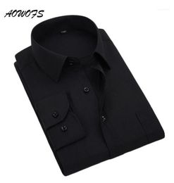 AOWOFS Social Shirt Black Mens Dress Shirts Long Sleeve Office Work Shirts Big Size Mens Clothing 8XL 5XL 7XL 6XL Custom Wedding118161004