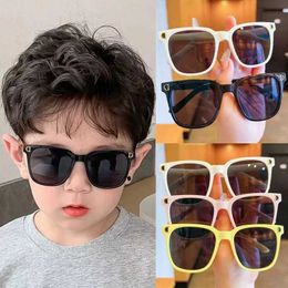 New Square Frame Children Sunglasses Vintage Sunscreen Glasses Black Goggles Uv400 Eyewear 230920