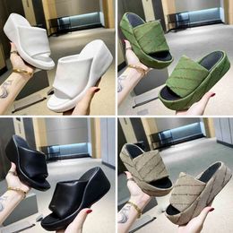 Designer Shoes Chunky Wedge Women sandal Rise slippers Paris Platform Rubber sole leather suede fashion casual cartoon beach slippers