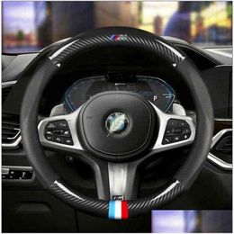 Steering Wheel Covers Car Carbon Fibre Steering Wheel Er 38Cm For E46 E38 E39 X3 X5 Z3 Z4 1357 Series Interior Accessories Styling J22 Dh7E2