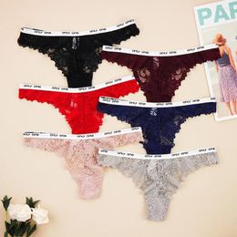 Women's Panties 3pcs/lot Women Lace Thong Sexy Underwear Low Waist Soft Breathable G String Underpants Large Size XL-4XL Lingerie