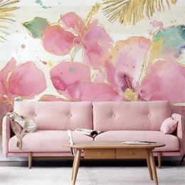 Wallpapers Custom Papel De Parede 3D Nordic Graffiti Pink Flowers For Living Room Bedroom Background Art Mural Wall Covering