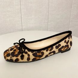 Leopard Ballet Flats Shoes Women Square Toe Slip on Ballerina Loafers Spring Female Feetwear Zapatos De Mujer Plus Size 43 240126