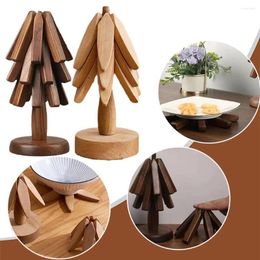 Christmas Decorations Black Walnut Wood Table Mat Tree Art For Coasters Set Of 3 Wooden Coaster Trivet Bowl Decor XMAS