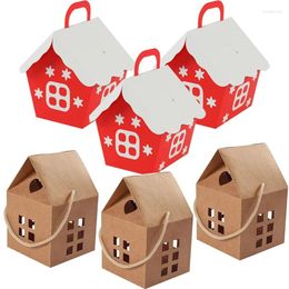 Gift Wrap 5pcs Christmas House Shape Candy Boxes 2024 Year Gifts Packaging Paper Box Bag For Xmas Tree Hanging Home Decoration Navidad