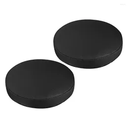 Chair Covers 2pcs Round Bar Stool PU Black Cushion Slipcover Waterproof Anti Cover For Home Office Restaurant 30cm