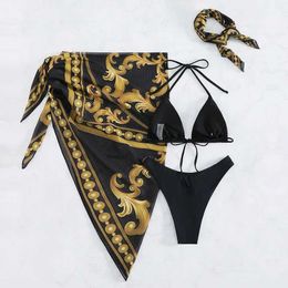 Women's Swimwear Women Swimwear Sexy 3 Pieces Bikini Set Thong Push Up Swimsuit Woman 2023 Summer Brazilian Beach Bathing Suit J240131