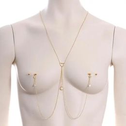 1pc Sexy Nipple Piercing Ring Chain Jewellery Clip For Women Gold And Silver Colour Connecting Tassel Body Nipple Chains Piercing 240127