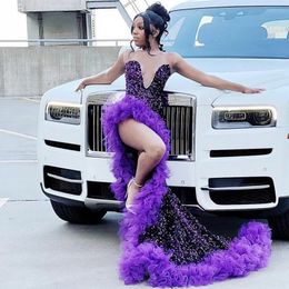 黒人の女の子のための紫エレガントなウエディングドレス