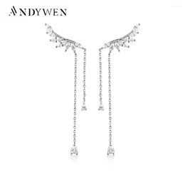 Dangle Earrings ANDYWEN 925 Sterling Silver Ear Cuffs Wings Climber Women Piercing Drop Earring Wedding Party Luxury Jewellery For Anniversary