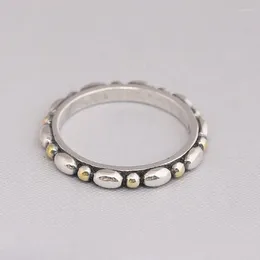 Cluster Rings Genuine 925 Sterling Silver Golden Dots And Elliptical Compatible With European Jewellery