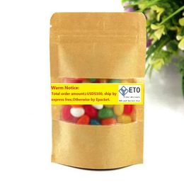 wholesale Smooth Kraft Paper Packing Bag With Matte Clear Window Zipper Food Storage Packaging Bag Stand Up Pouch Doypack ZZ