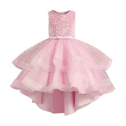 Stage Wear Baby Girls Party Dress Backless Elegant Lace Birthday Vestidos Bow Wedding Toddler Kids Princess For 1-5 Y Baby'S Clothes