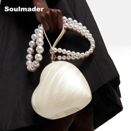 Acrylic heart bag women designer evening party cute pearl Colour purse clutch handbag with strap wholesale 240126