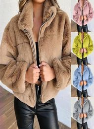 Women039s Jackets 2021 Women Teddy Coat Winter Faux Fur Thick Plus Size Fluffy Pockets Plush Jacket Ladies Autumn Overcoat Oute8737903