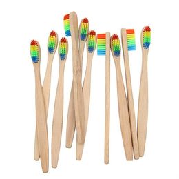 Toothbrush Bamboo Toothbrush Wooden Rainbow Bamboos Toothbrushs Oral Care Soft Bristle Travel Drop Delivery Health Beauty Oral Hygiene Dh4Wo