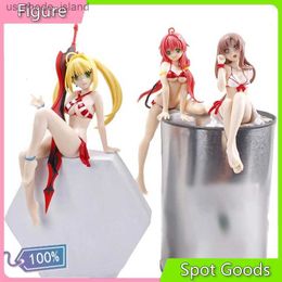 Action Toy Figures Hot Japan Anime Sword Art Online Figure Sabre Nero Yuuki Asuna Lala Sexy Swimsuit Seated PVC Static Desktop Collection Toys