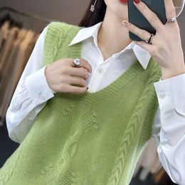 Women's Vests Korean Fashion Casual Autumn Short Knitted Sweater Sleeveless Tank Top V-neck Basic Pullover X275