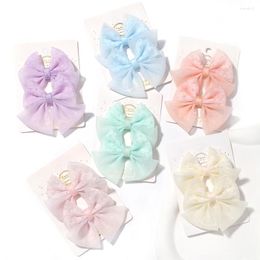 Hair Accessories 2Pcs Baby Girls Cute Organza Bow Hairpins Sweet Kids Safe Clips Barrettes Fashion Princess Gift Wholesale