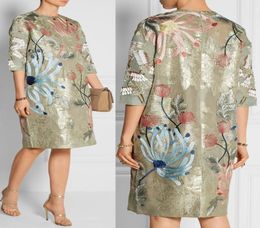 Luxury Women Print Shift Dress Half Sleeves Summer Party Dresses 07979524035