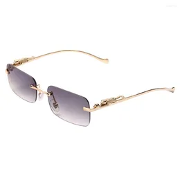 Sunglasses Ruiao Sonnenbrille 2024 Men Frameless Panther Rimless Luxury Promotion Uv400 Shades
