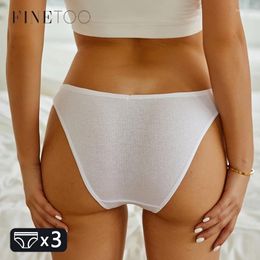 Women's Panties 3PC Seamless Women Cotton Briefs Sexy V-Waist Underpants Plus Size Underwear Female Soft Solid Colour Cosy Lingerie M-4XL