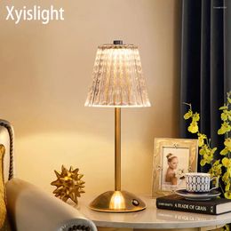 Table Lamps LED Rechargeable Crystal Lamp 3 Colours Touch Dimming Night Light Desk For Room Restaurant Cafe Bar Decorative Lights