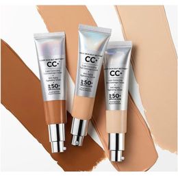 12pcs/lot CC Cream SPF50 Full Cover Medium Light Base Liquid Foundation Makeup Whitening Your Skin But Better 240129
