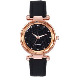 Casual Starry Sky Watch Colourful Leather Strap Silver Diamond Dial Quartz Womens Watches Ladies Wristwatches Manufactory Whole246d