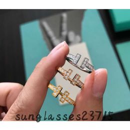 woman fashion designer's Christmas gift 2023 new open ring without diamond T 18k advanced exquisite Colourful personality Jewellery classic style yafei