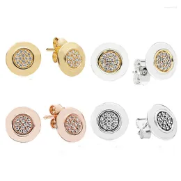 Stud Earrings 2024 925 Sterling Silver Round Circle For Women DIY Jewelry Christmas Gift