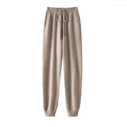 Women's Pants Light Luxury Wool Knitted Sweatpants With Pockets Mid-Line Casual Sports Trendy Brand Autumn Fashion Drawstring An