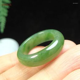 Cluster Rings CYNSFJA Real Rare Certified Natural Hetian Jasper Nephrite Unisex Lucky Green Jade 18.5mm High Quality Blessing Gifts