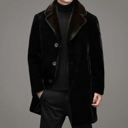 Fur Mens Jacket Imitation Mink Loose Fit for Middle Designer Aged and Elderly High End Gold Medium Length FLJZ