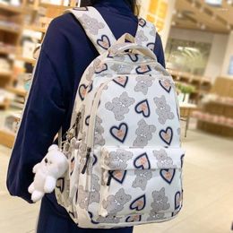 School Bags Cute Lady High Capacity Leisure Cartoon Printing College Backpack Trendy Women Fashion Nylon Laptop Book Girl Travel