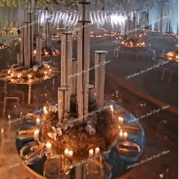 6pcs/set)Wedding Decoration Table Chandelier Centrepiece black crystal candelabara wedding Centrepieces crystal candlestick candle holder