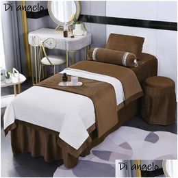 Bedding Sets Bedding Sets Crystal Veet Beauty Salon Set Bed Linen Sheet Mas Spa Bedskirt Stooler Pillow Quilt Er Custom Size Logo S Dr Dhjw3