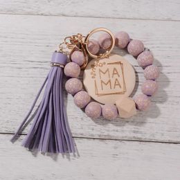 10PC Personalized Wooden beads Mama mimi gigi nana bracelet Wristlet Perfect Tassel Charm Gift For Mothers Day Or Birthdays Keyring 240125