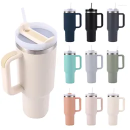 Water Bottles Large Capacity 1200ml Tumbler With Handle Lid Straw 40oz Stainless Steel Bottle Vacuum Thermos Cup Travel Car Coffee Mug